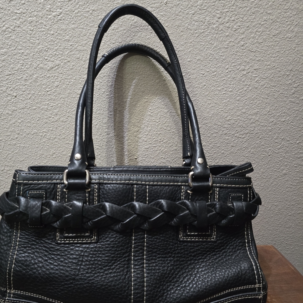 Black Pebble Leather Coach Purse The Hampton Satchel - Picture 4 of 7